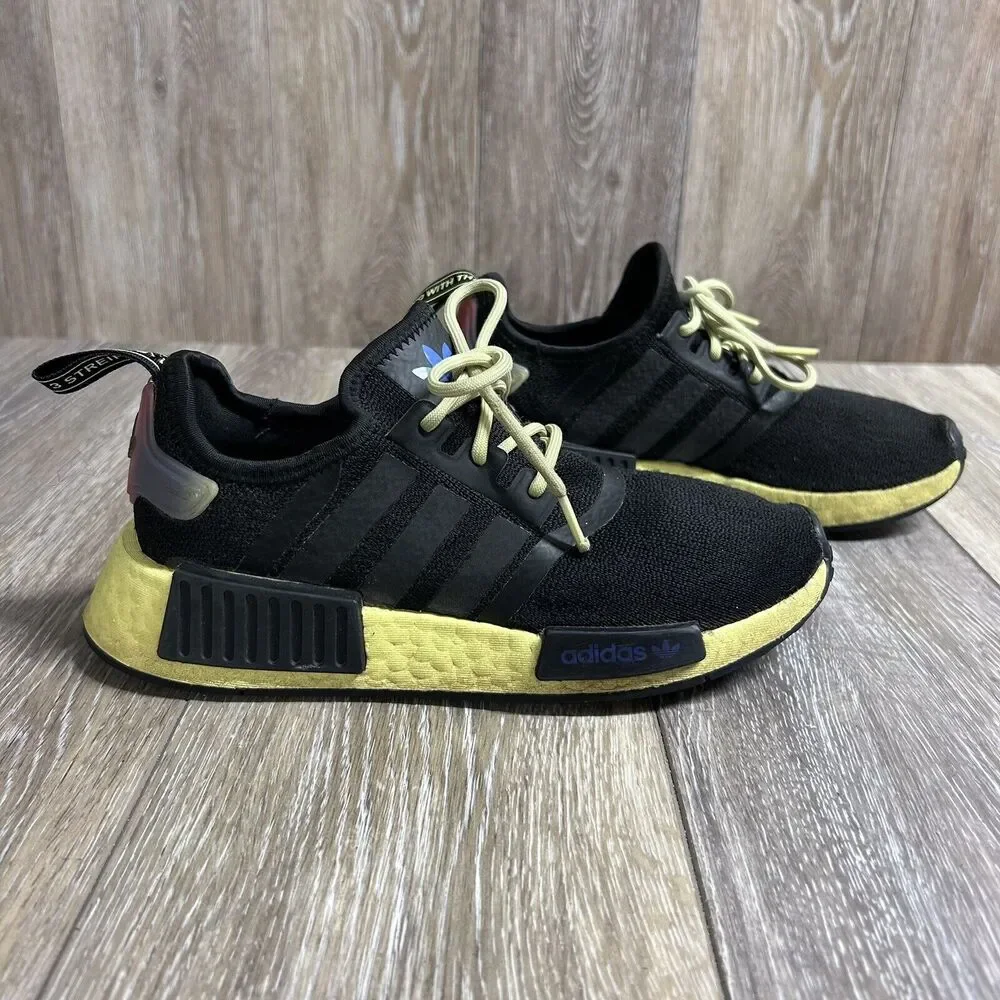 Adidas Originals NMD_R1 Core Black Pulse Yellow Shoes GW6018 Youth US Size 4